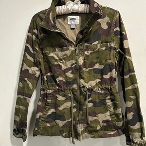 Old Navy Women's Camo Utility Jacket Green Brown Layering Jacket